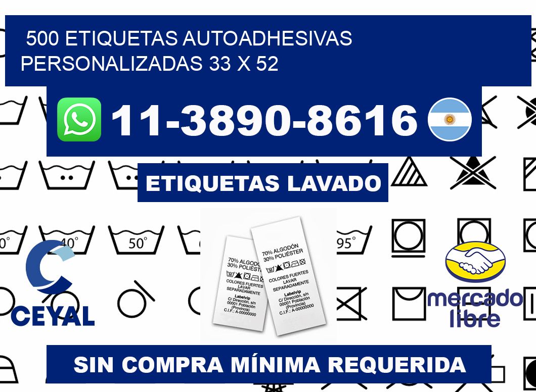 500 Etiquetas autoadhesivas personalizadas 33 x 52
