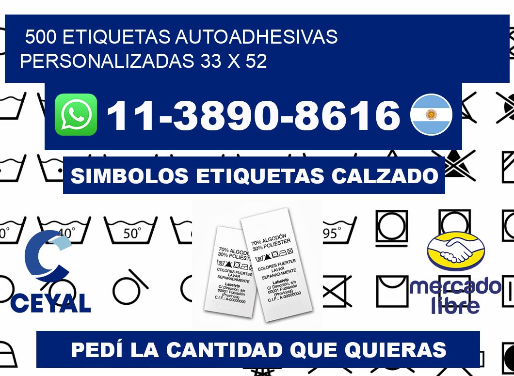 500 Etiquetas autoadhesivas personalizadas 33 x 52