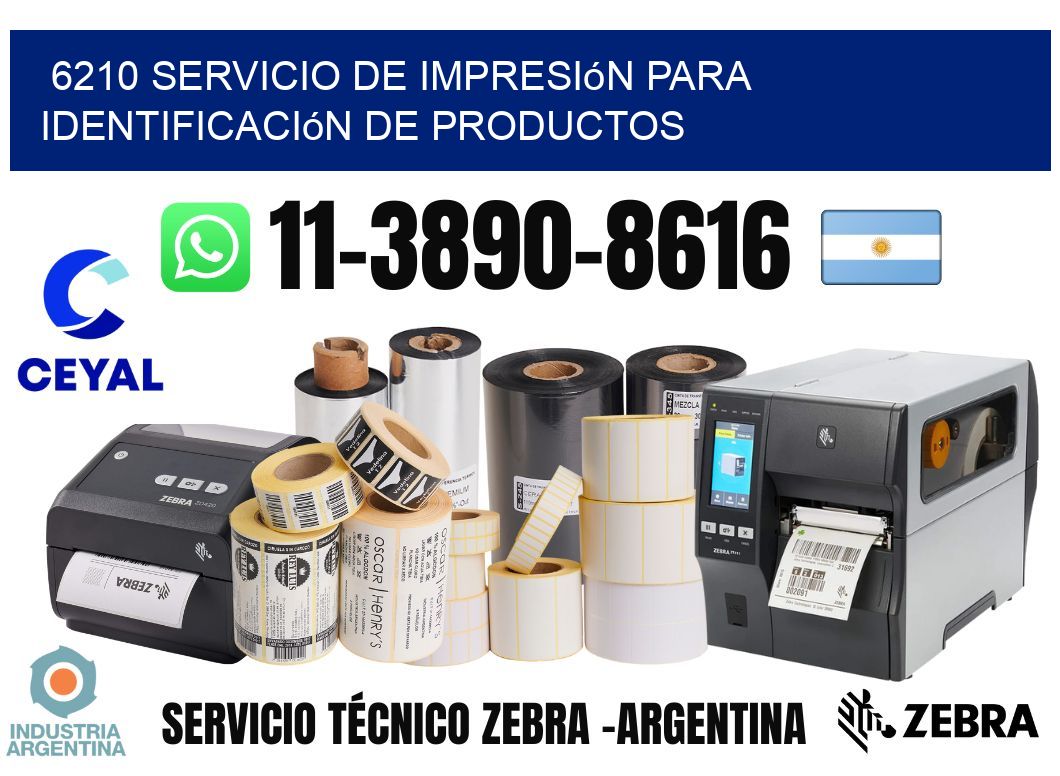 6210 Servicio de impresión para identificación de productos