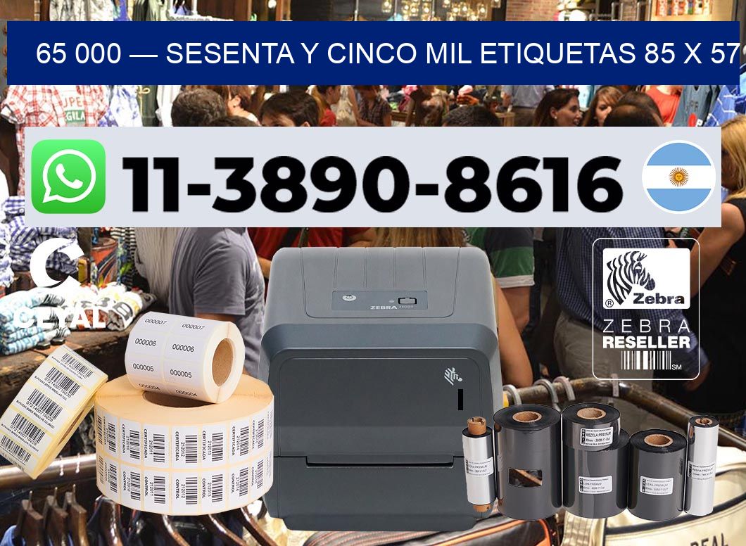 65 000 — sesenta y cinco mil etiquetas 85 x 57
