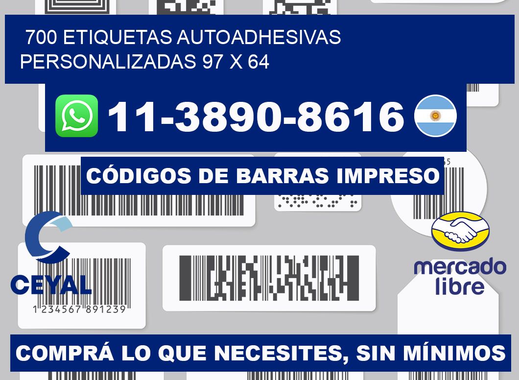 700 Etiquetas autoadhesivas personalizadas 97 x 64