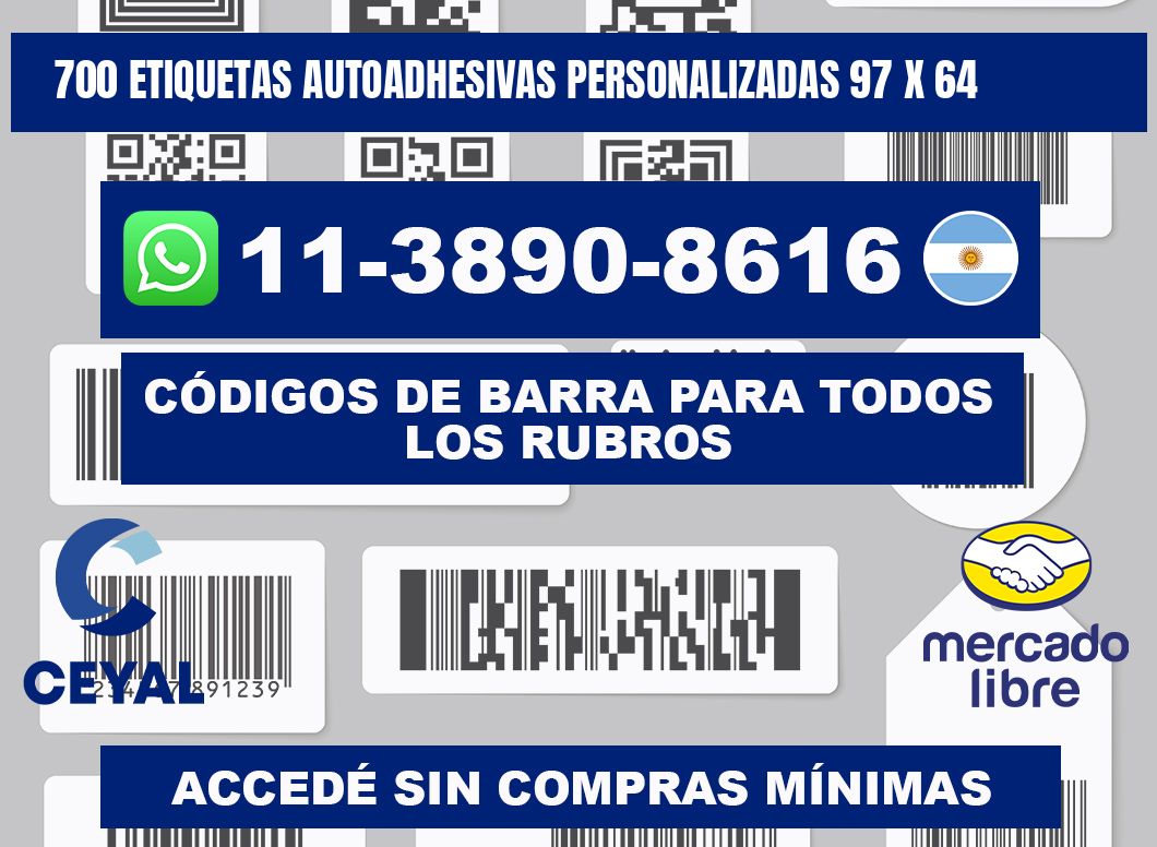 700 Etiquetas autoadhesivas personalizadas 97 x 64