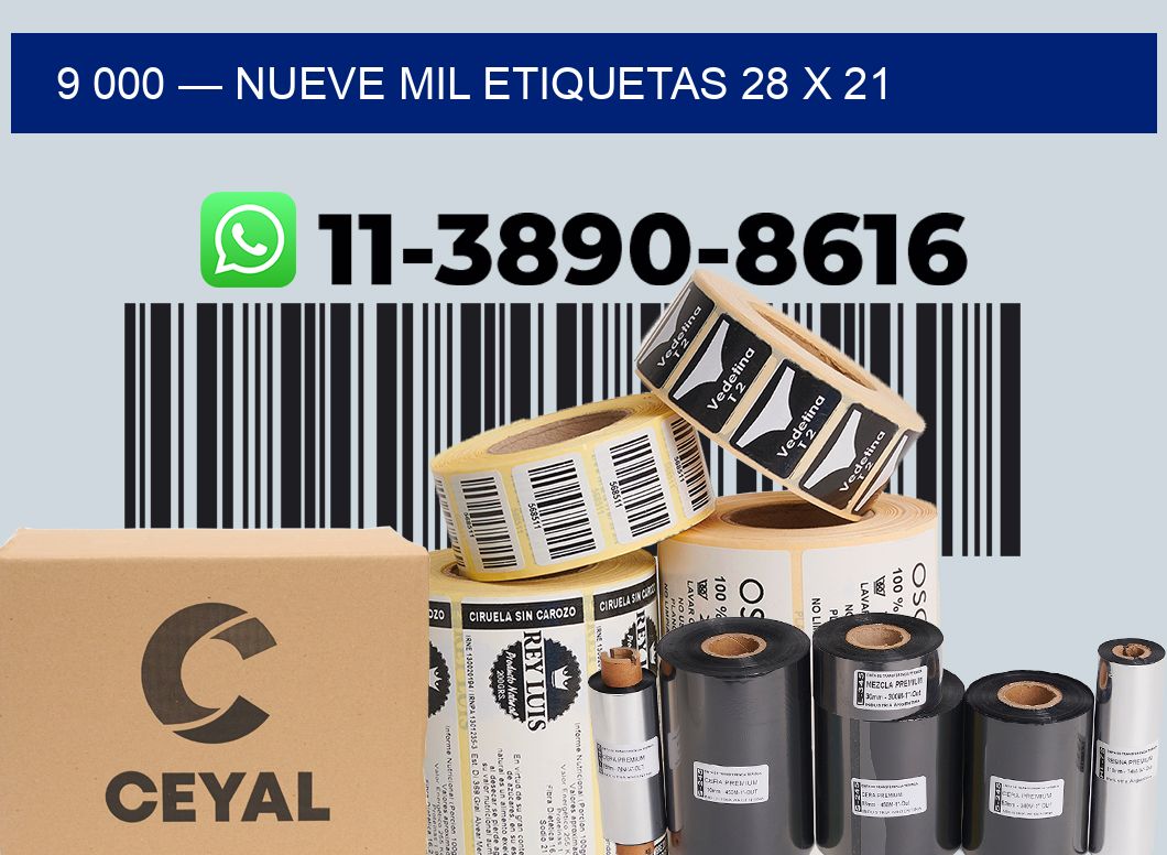 9 000 — nueve mil etiquetas 28 x 21