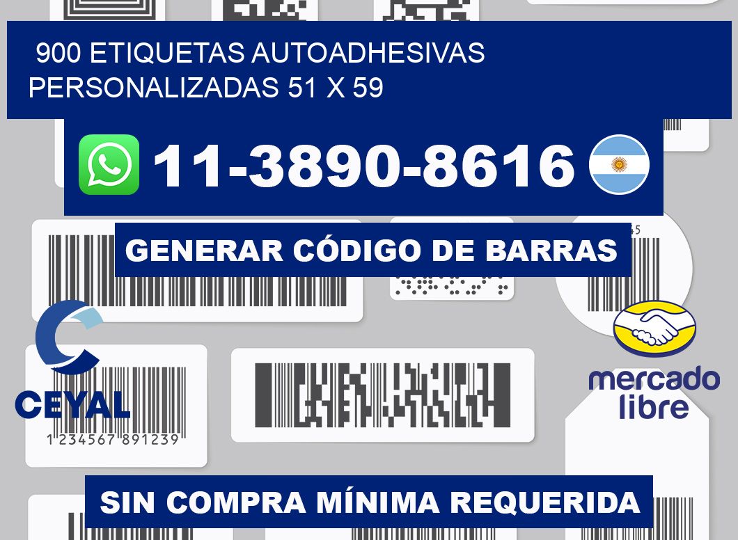 900 Etiquetas autoadhesivas personalizadas 51 x 59