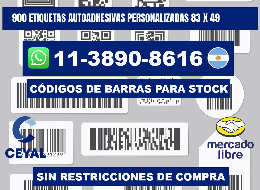 900 Etiquetas autoadhesivas personalizadas 83 x 49