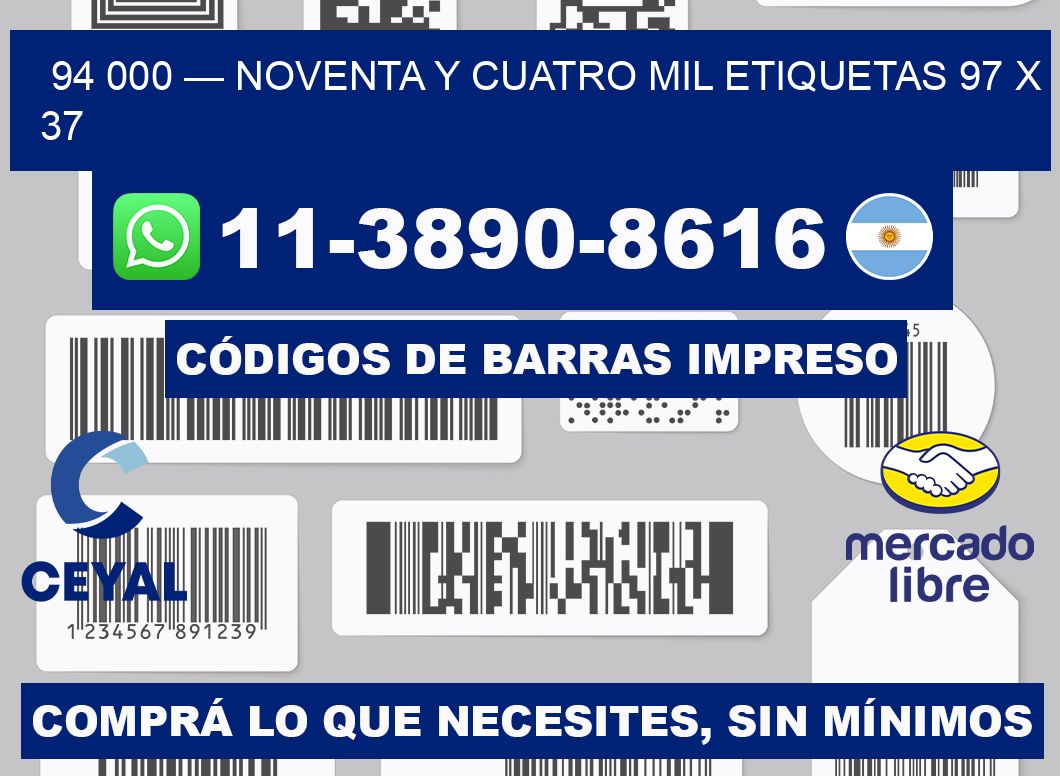 94 000 — noventa y cuatro mil etiquetas 97 x 37