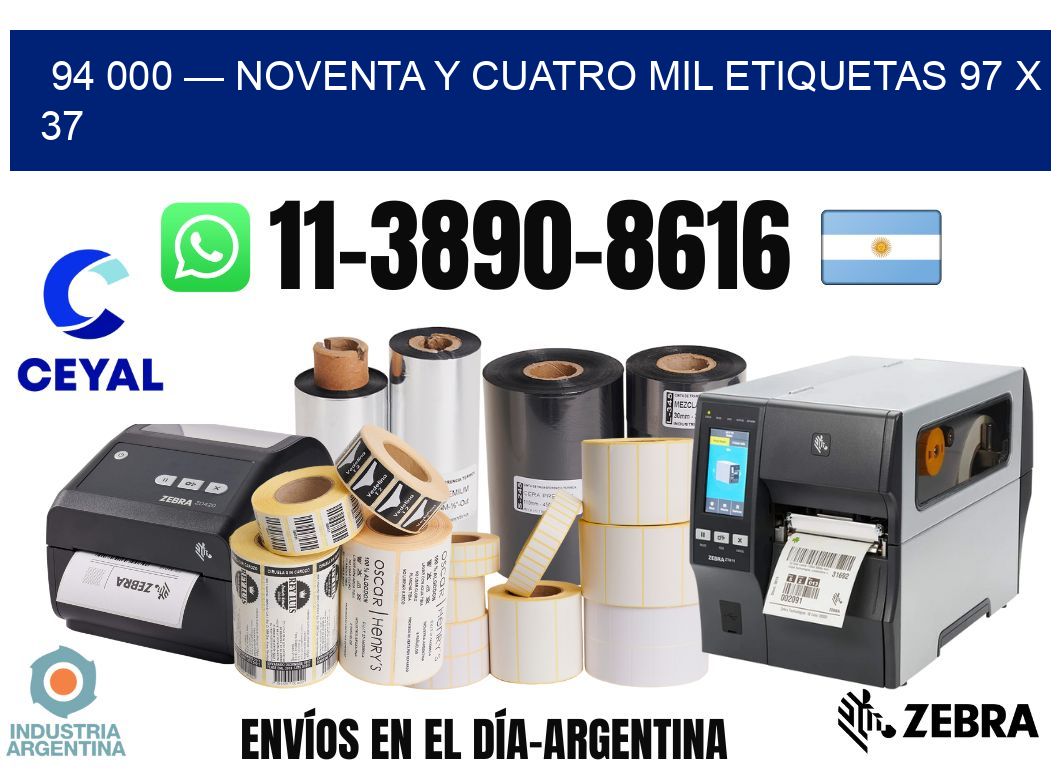 94 000 — noventa y cuatro mil etiquetas 97 x 37