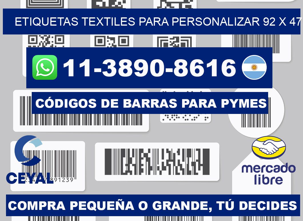 ETIQUETAS TEXTILES PARA PERSONALIZAR 92 x 47