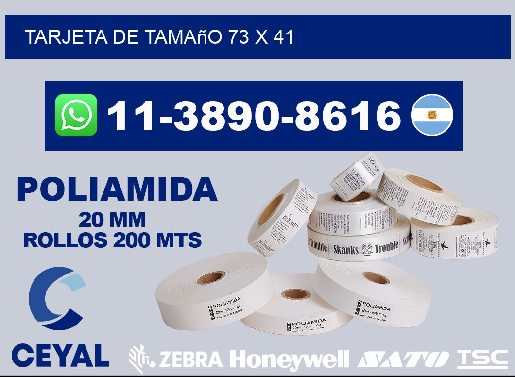 Tarjeta de tamaño 73 x 41