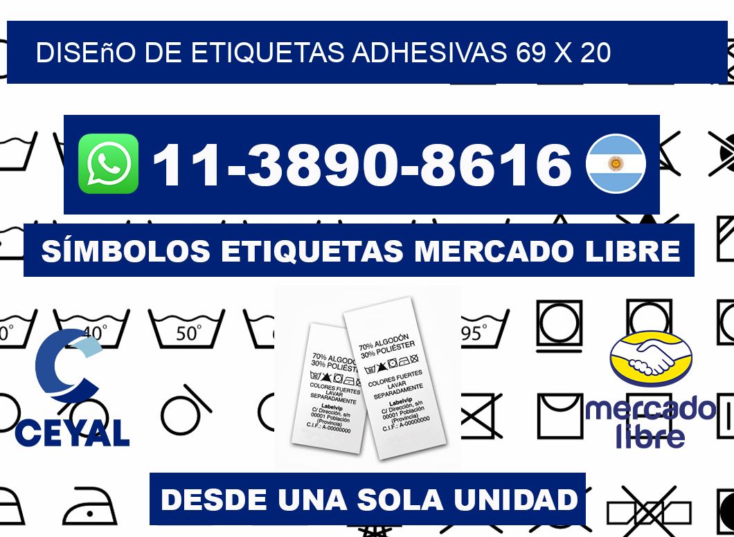 diseño de etiquetas adhesivas 69 x 20