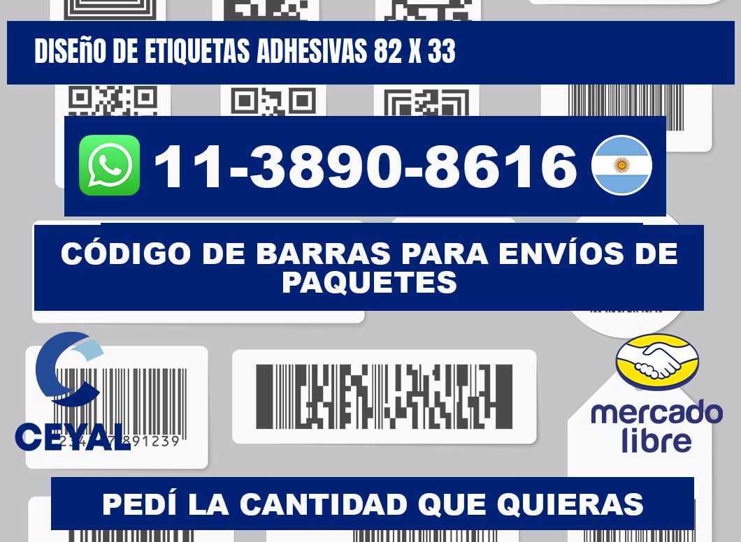 diseño de etiquetas adhesivas 82 x 33