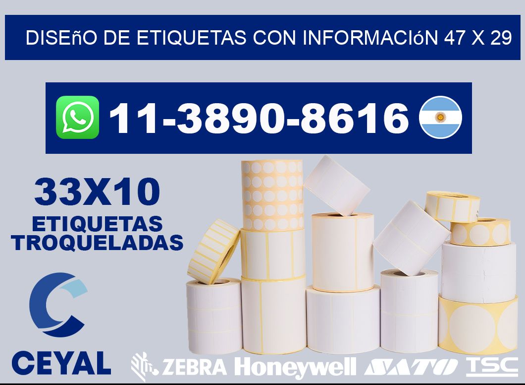 diseño de etiquetas con información 47 x 29