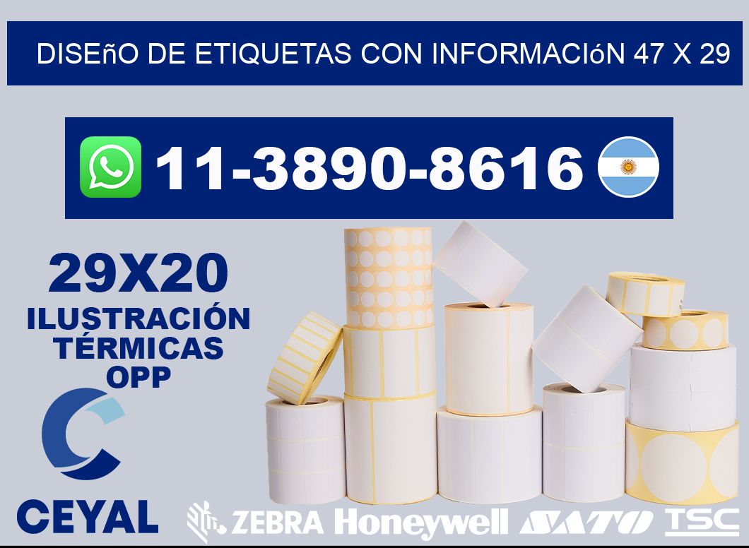 diseño de etiquetas con información 47 x 29