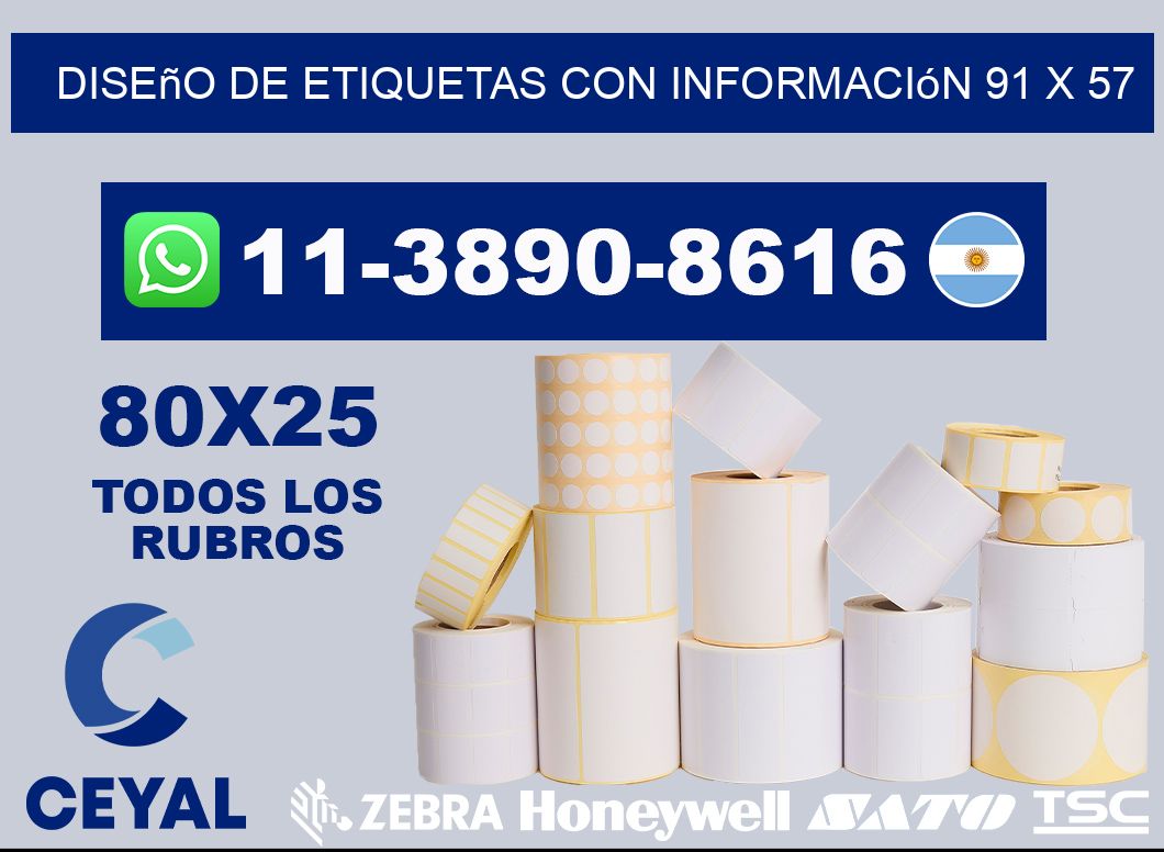 diseño de etiquetas con información 91 x 57