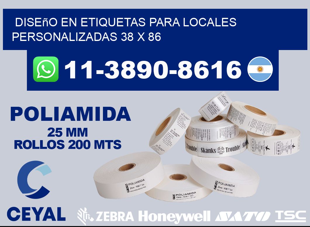 diseño en etiquetas para locales personalizadas 38 x 86