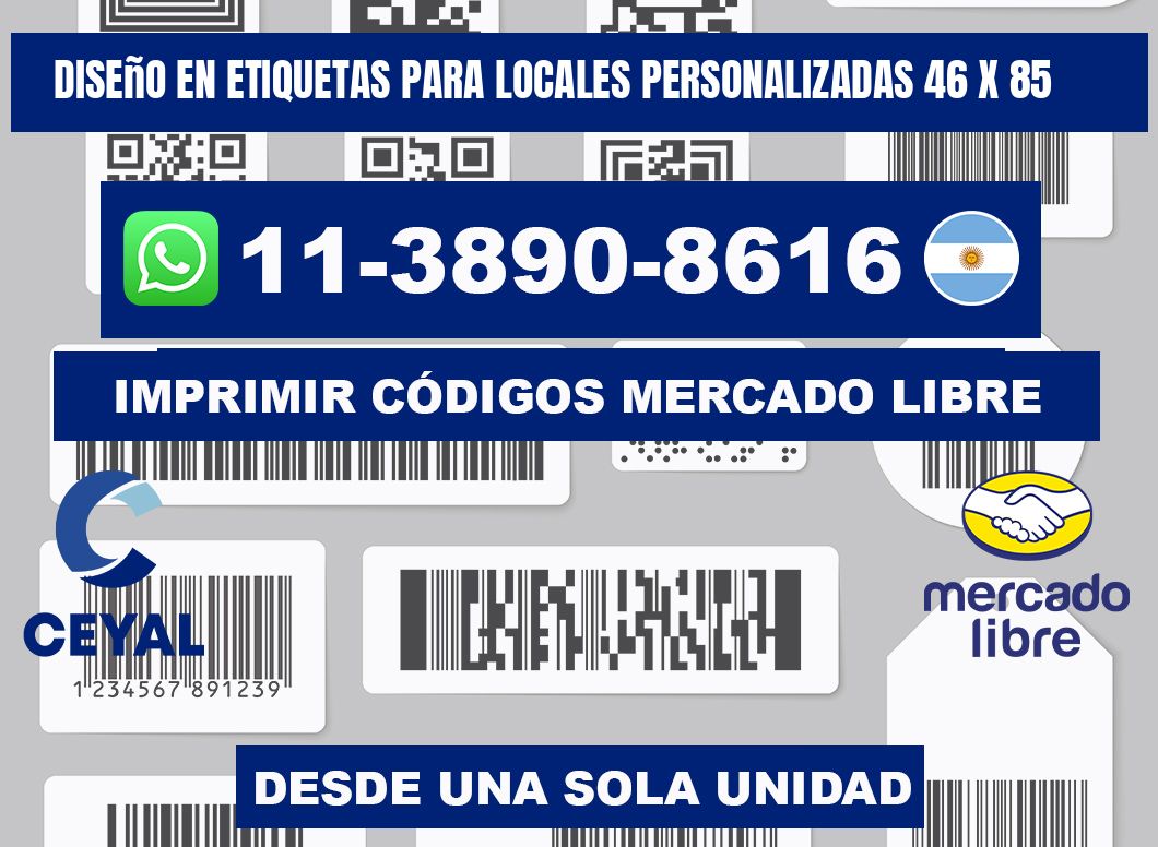 diseño en etiquetas para locales personalizadas 46 x 85