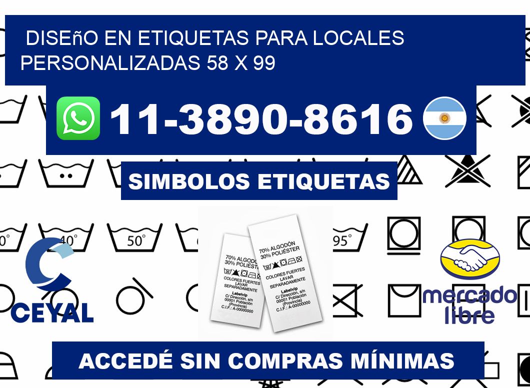 diseño en etiquetas para locales personalizadas 58 x 99