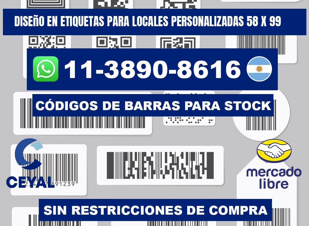 diseño en etiquetas para locales personalizadas 58 x 99