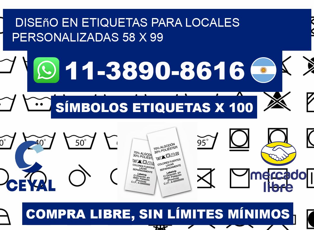 diseño en etiquetas para locales personalizadas 58 x 99