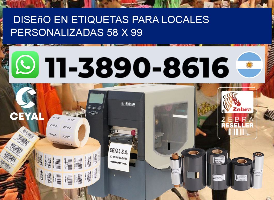 diseño en etiquetas para locales personalizadas 58 x 99