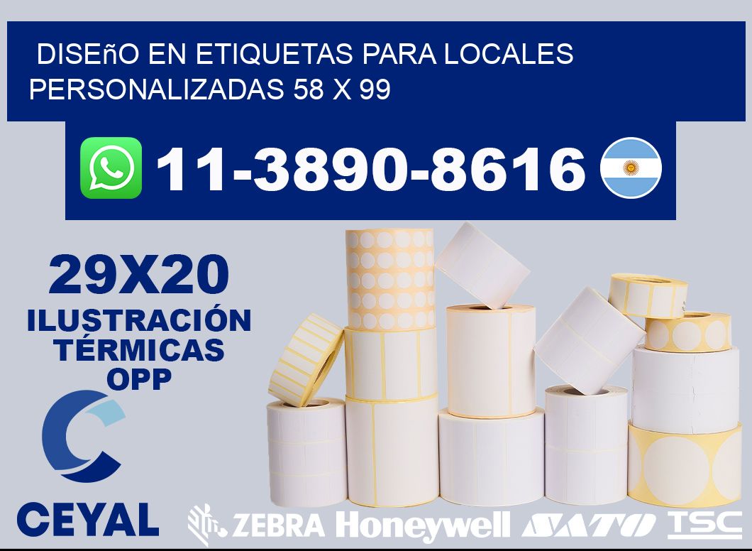 diseño en etiquetas para locales personalizadas 58 x 99