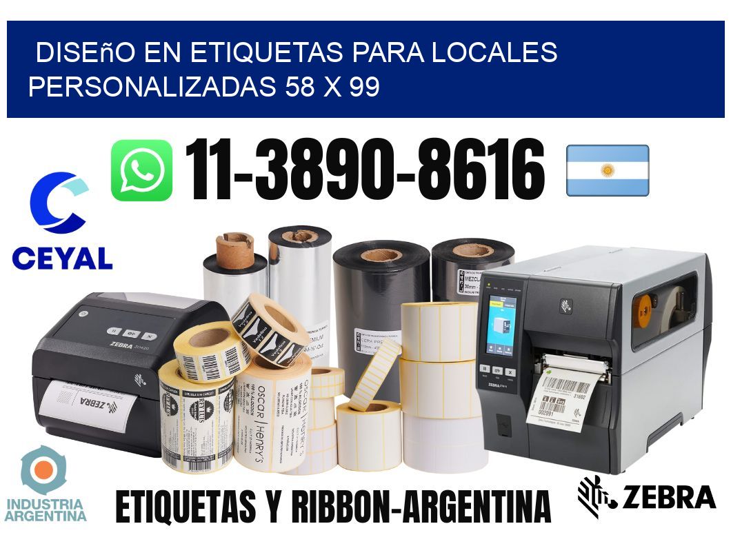 diseño en etiquetas para locales personalizadas 58 x 99