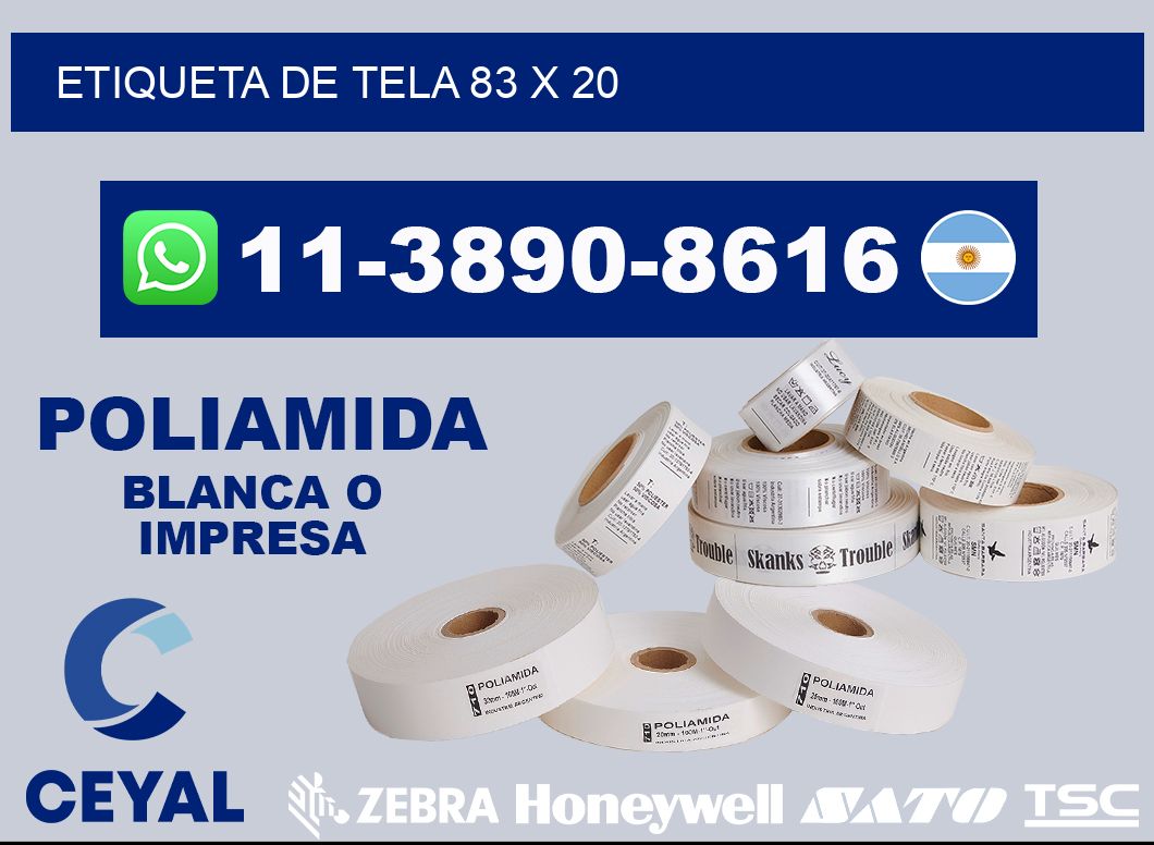 etiqueta de tela 83 x 20