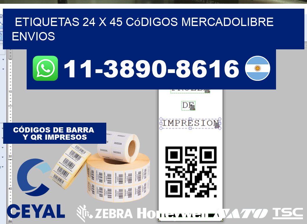 etiquetas 24 x 45 códigos mercadolibre envios