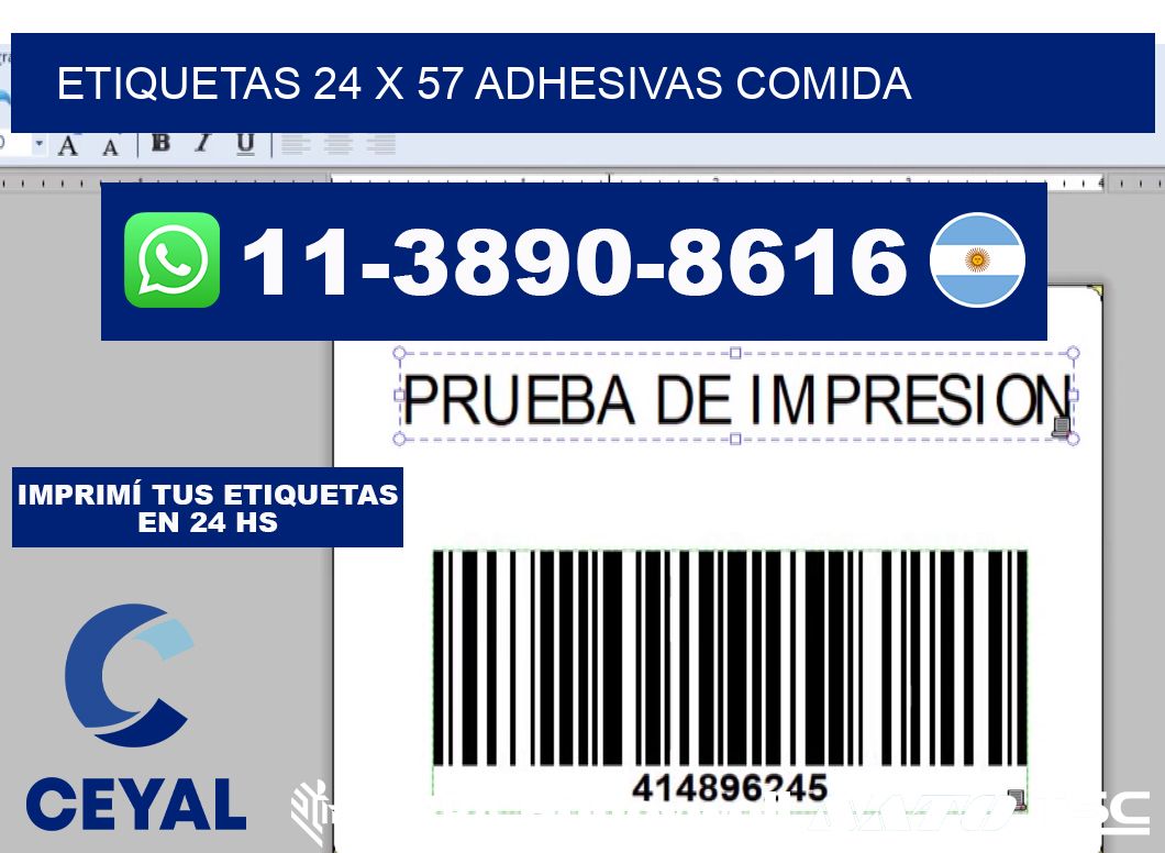 etiquetas 24 x 57 adhesivas comida