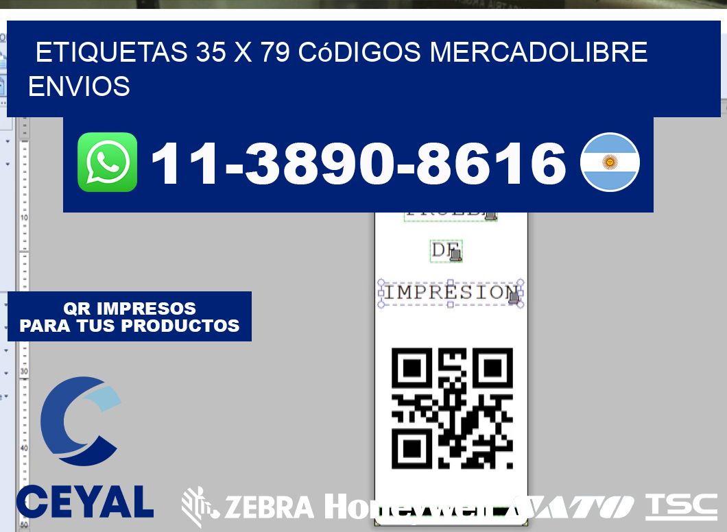 etiquetas 35 x 79 códigos mercadolibre envios