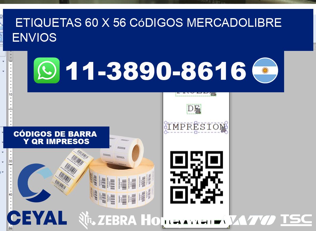 etiquetas 60 x 56 códigos mercadolibre envios