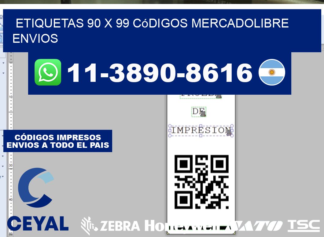 etiquetas 90 x 99 códigos mercadolibre envios
