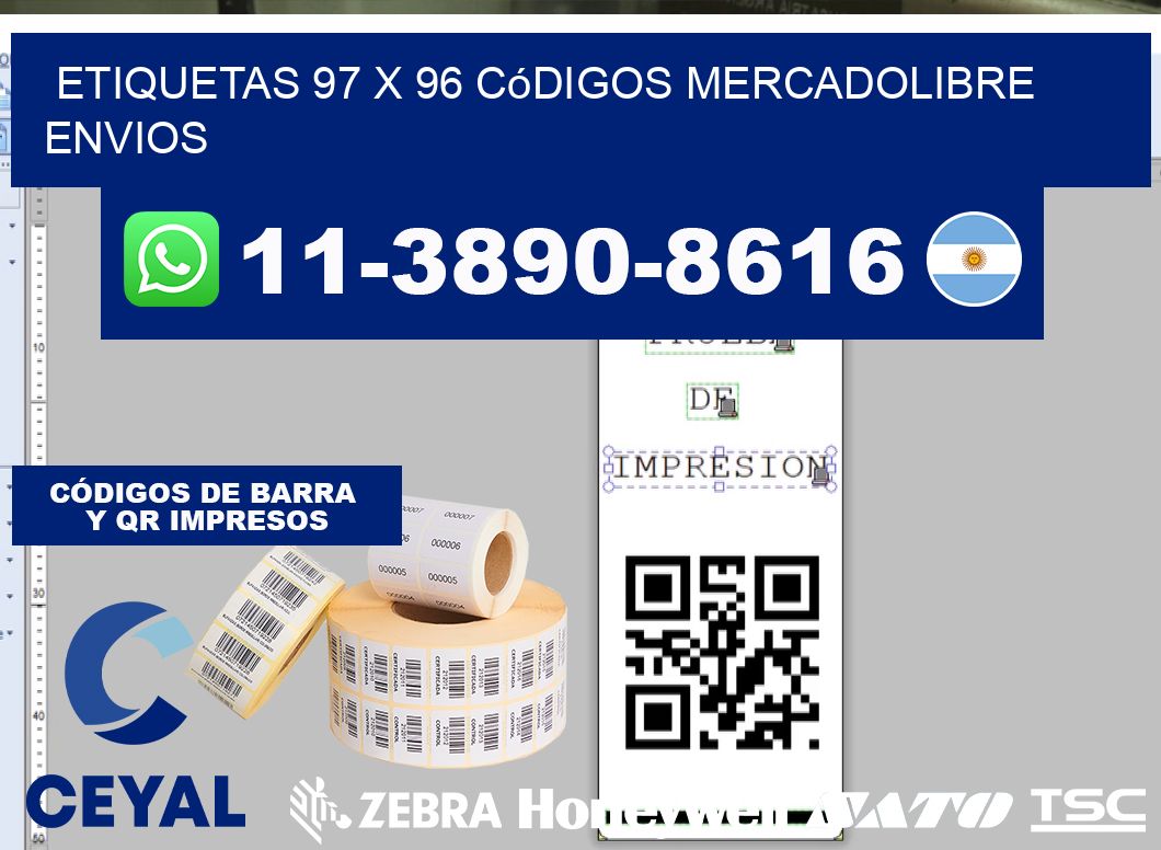 etiquetas 97 x 96 códigos mercadolibre envios