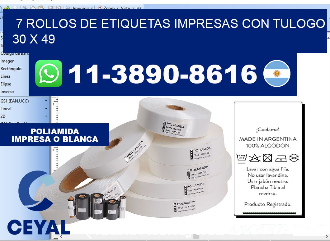 7 rollos de etiquetas impresas con tulogo 30 x 49