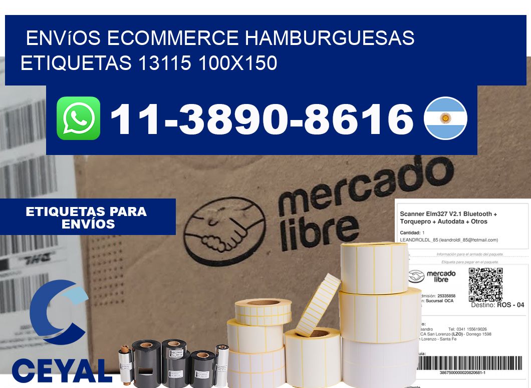 Envíos Ecommerce hamburguesas etiquetas 13115 100x150