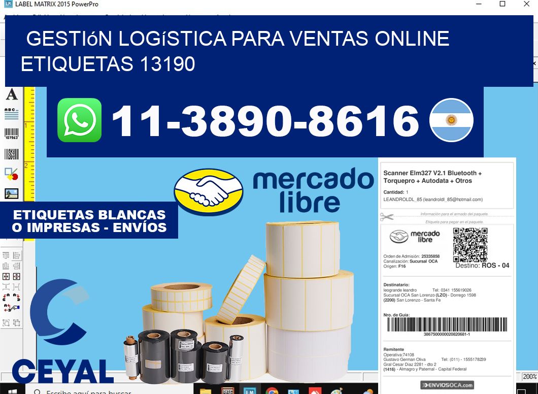 Gestión logística para ventas online  etiquetas 13190