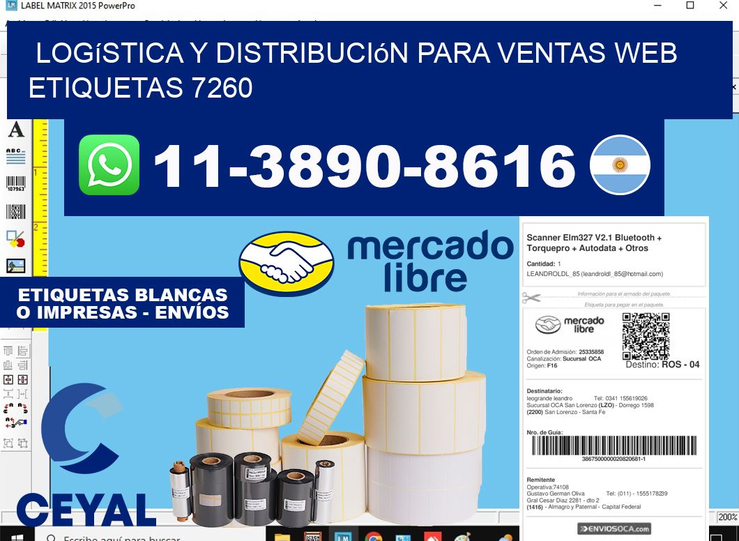 Logística y distribución para ventas web  etiquetas 7260