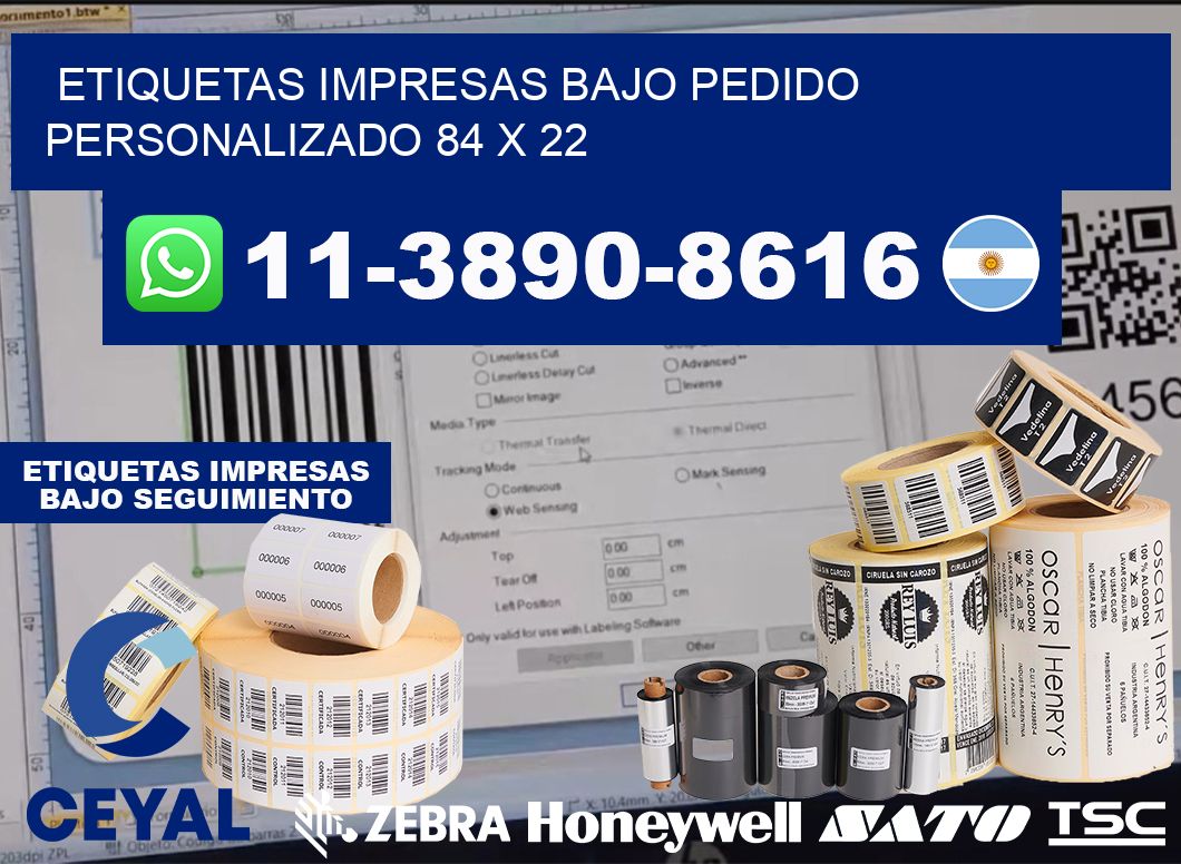 etiquetas impresas bajo pedido personalizado 84 x 22