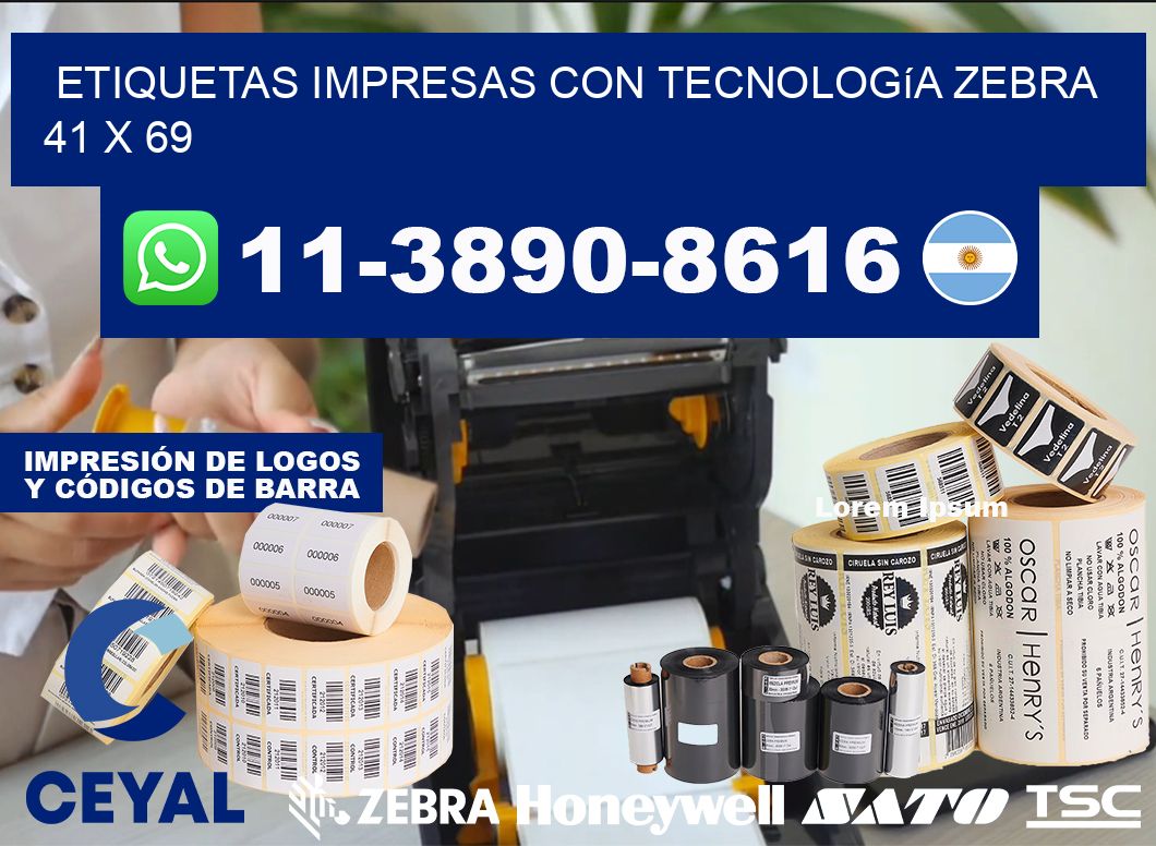 etiquetas impresas con tecnología Zebra 41 x 69