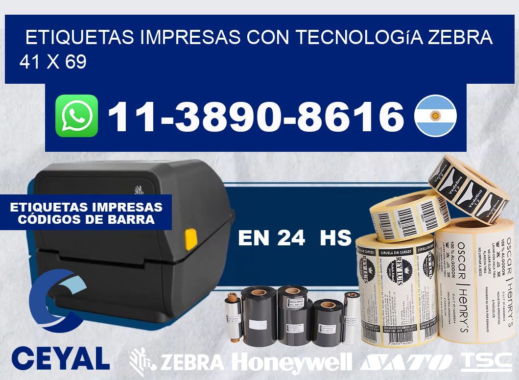 etiquetas impresas con tecnología Zebra 41 x 69
