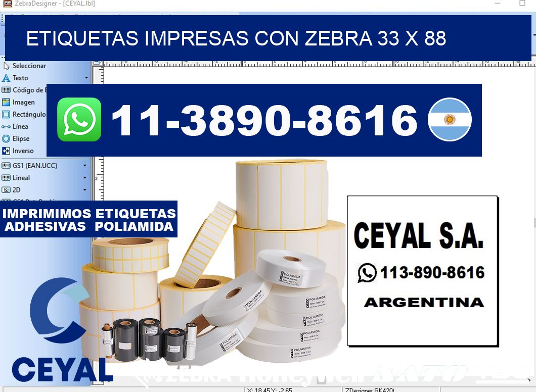 etiquetas impresas con zebra 33 x 88