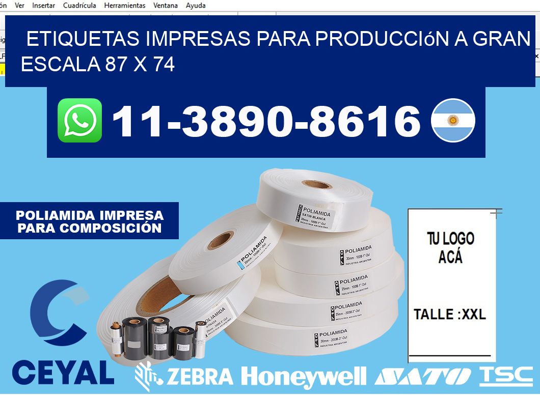 etiquetas impresas para producción a gran escala 87 x 74