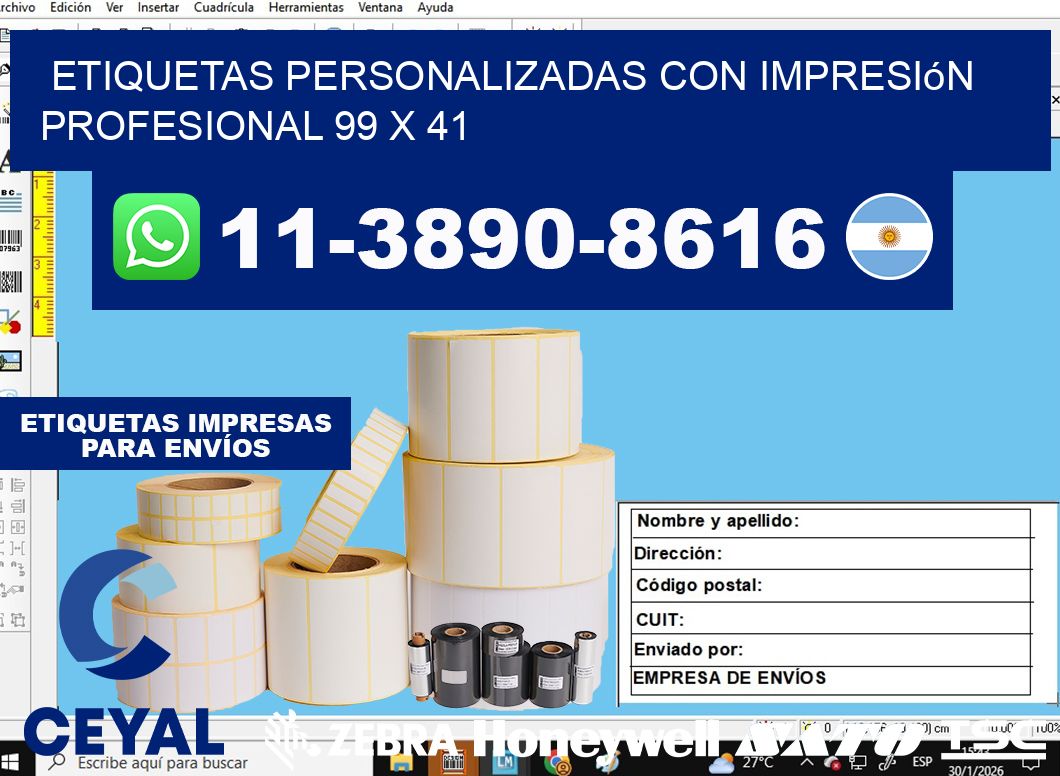 etiquetas personalizadas con impresión profesional 99 x 41