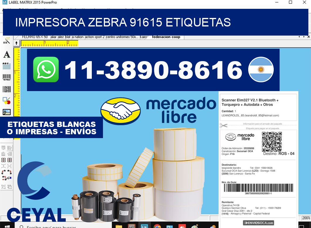 impresora zebra 91615 etiquetas
