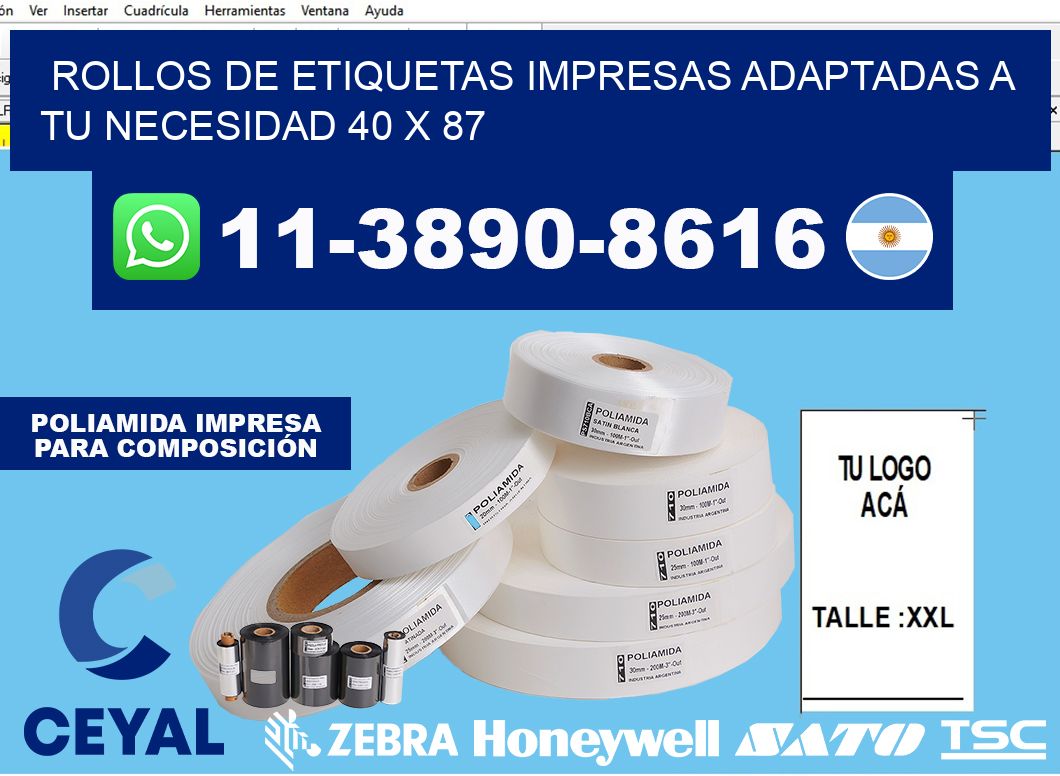 rollos de etiquetas impresas adaptadas a tu necesidad 40 x 87