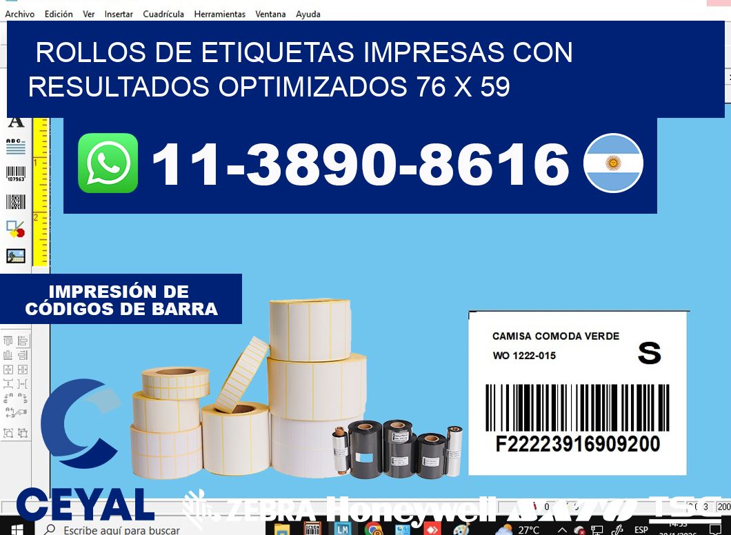 rollos de etiquetas impresas con resultados optimizados 76 x 59