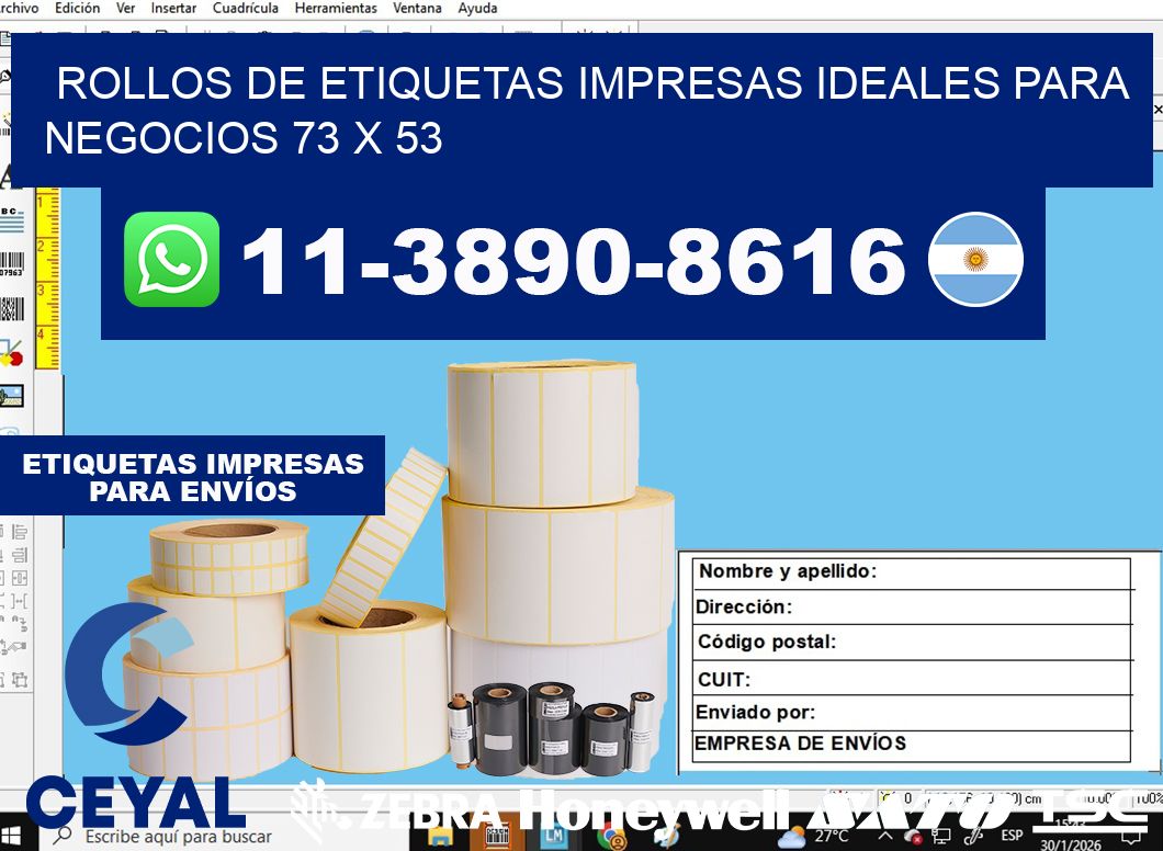 rollos de etiquetas impresas ideales para negocios 73 x 53