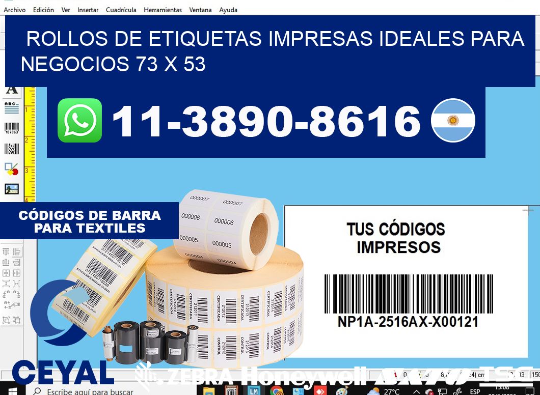 rollos de etiquetas impresas ideales para negocios 73 x 53