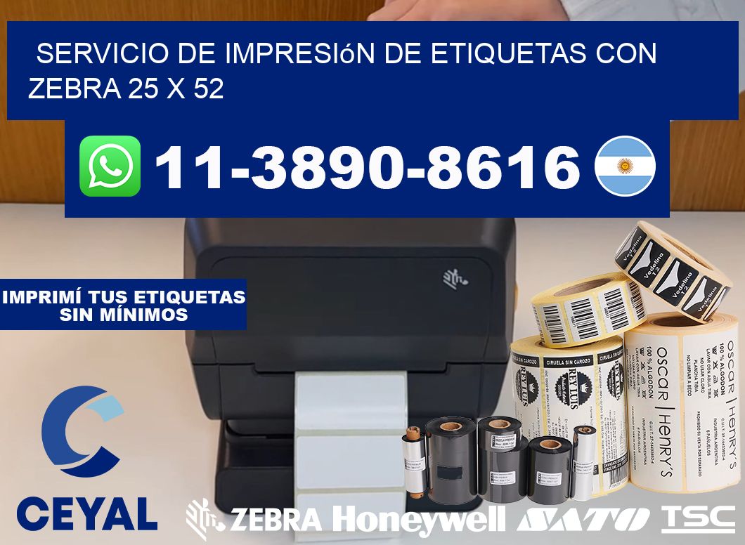 servicio de impresión de etiquetas con Zebra 25 x 52