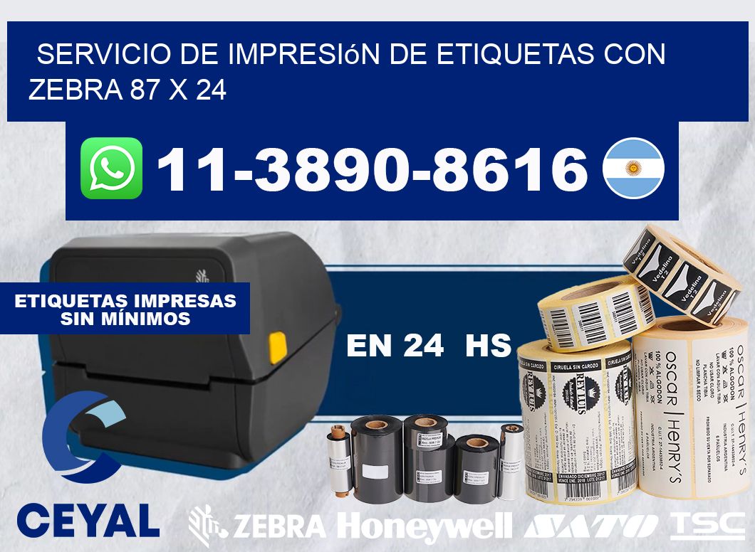 servicio de impresión de etiquetas con Zebra 87 x 24